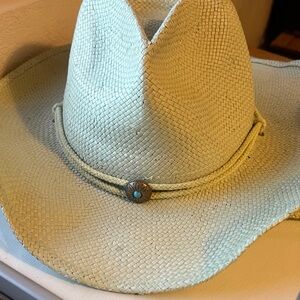 Pastel Green Straw Cowboy Hat with Decorative Band
